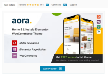 Aora Home Lifestyle Elementor WooCommerce Theme 1.2.5 Latest