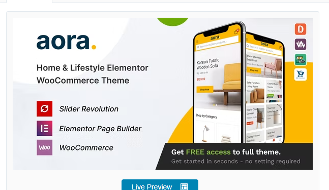 Aora Home Lifestyle Elementor WooCommerce Theme 1.2.5 Latest